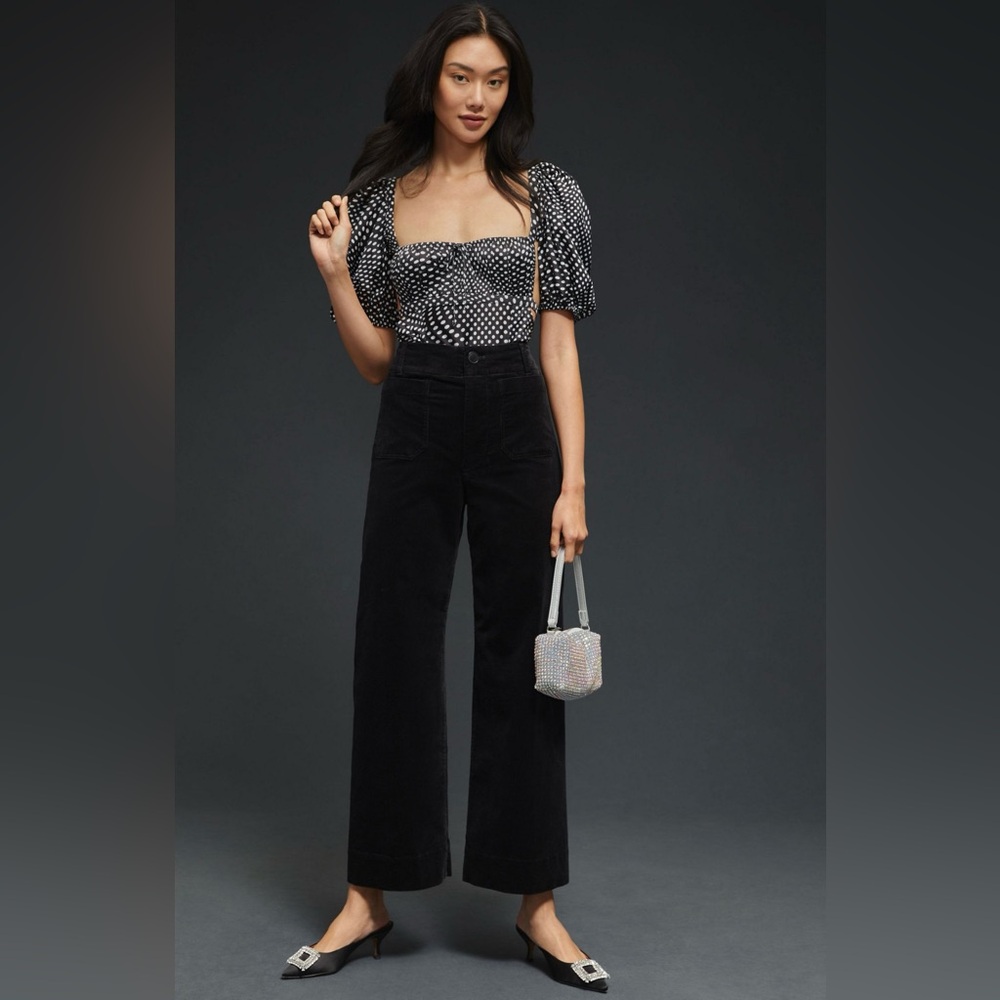 Maeve by Anthropologie Corduroy Crop Wide-leg Colette Pants Black Sz 20W